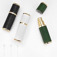 Vista 18 de LUEXBOX Botella de perfume portátil para viajes, mini dispensador de perfume recargable, 0.2 fl oz de piel sintética a prueba de fugas, pulverizador