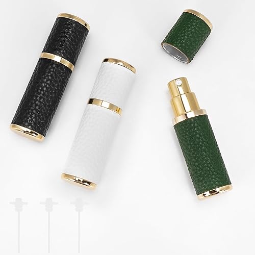 Miniatura 18 de LUEXBOX Botella de perfume portátil para viajes, mini dispensador de perfume recargable, 0.2 fl oz de piel sintética a prueba de fugas, pulverizador