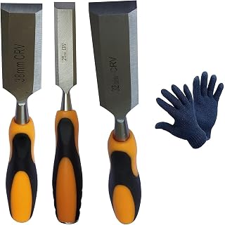 HIGH QUALITY 3 Pcs WOOD CHISEL SET WITH STRIKING HEAD AND VERY COMFORTABLE GRIP Bevel Chisel 25MM 32 MM AND 38MM Set Bevel Chisel Set