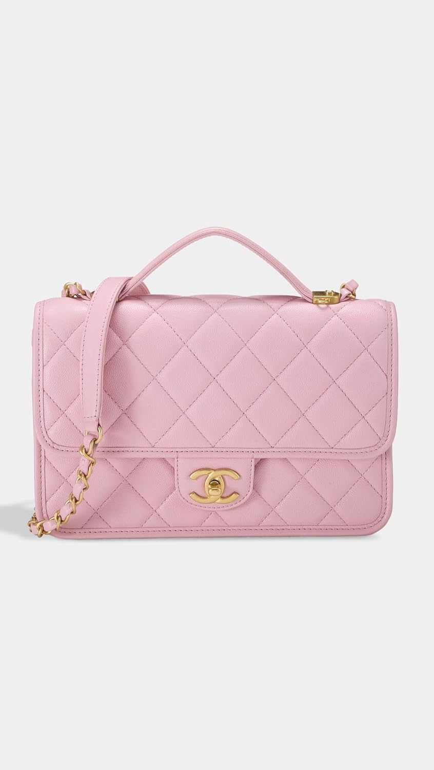 WHAT GOES AROUND COMES AROUND Women's Pre-Loved Chanel Pink Caviar Top Handle Flap Bag - Image 2