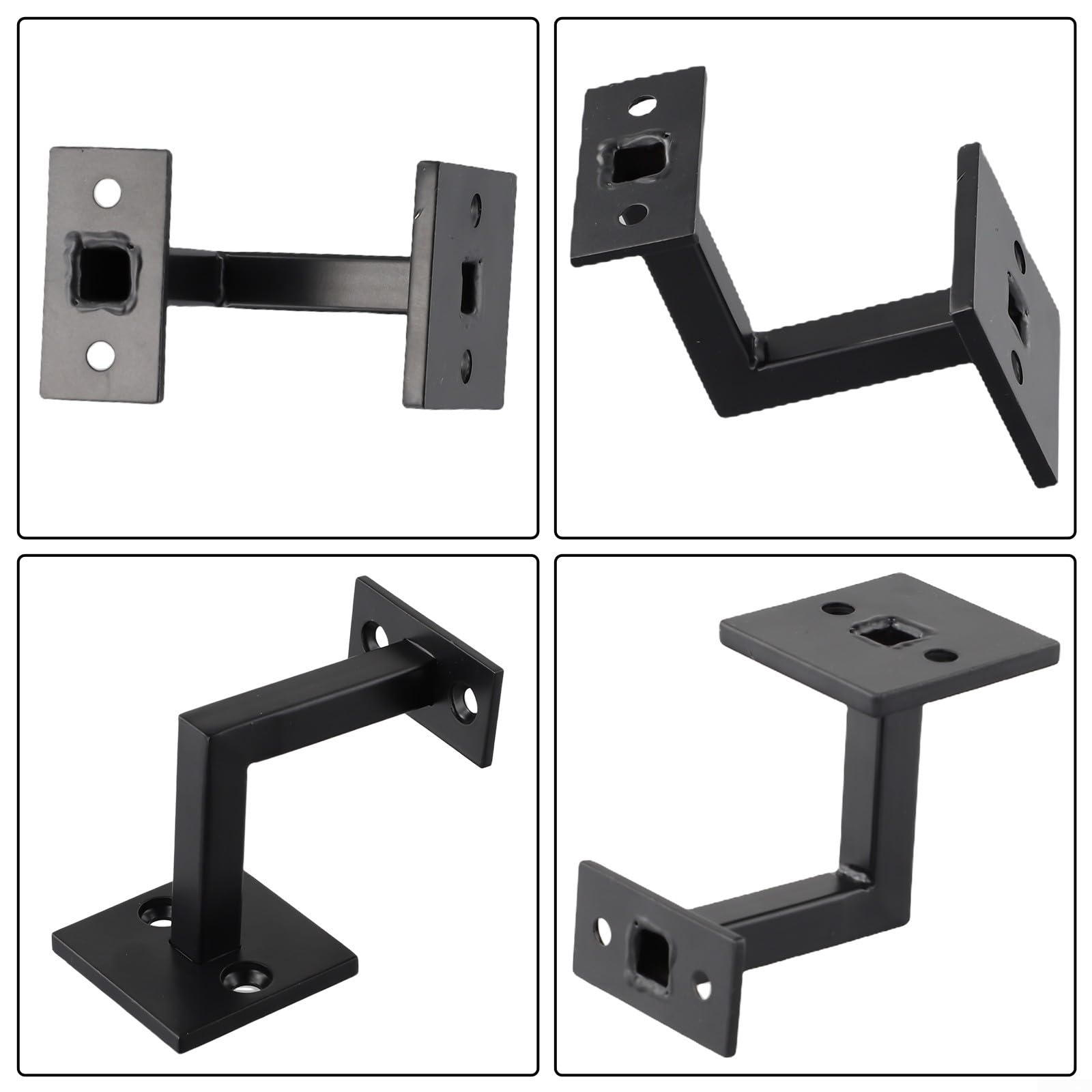 Lot de 4 supports de main courante noirs en acier inoxydable 304 pour rampe d'escalier (6 pièces)