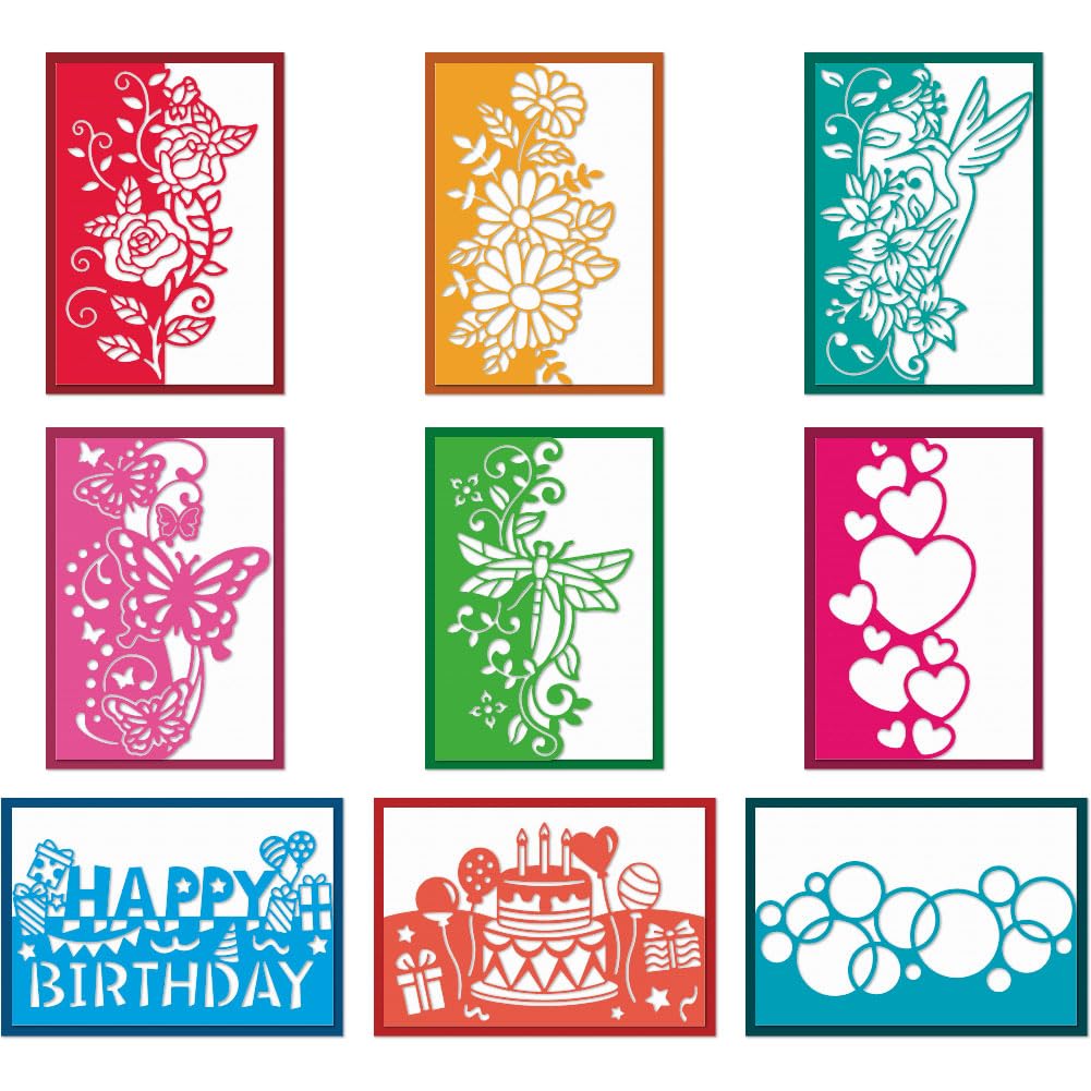 TWINKLEMON 9 Set Mixed Cutting Dies, 9 Style Metal Flowers Butterflies Die Cutting for Card Making, DIY Craft Dies Embossing Tool for Making The Cut Scrapbooking Christmas Cards Birthday