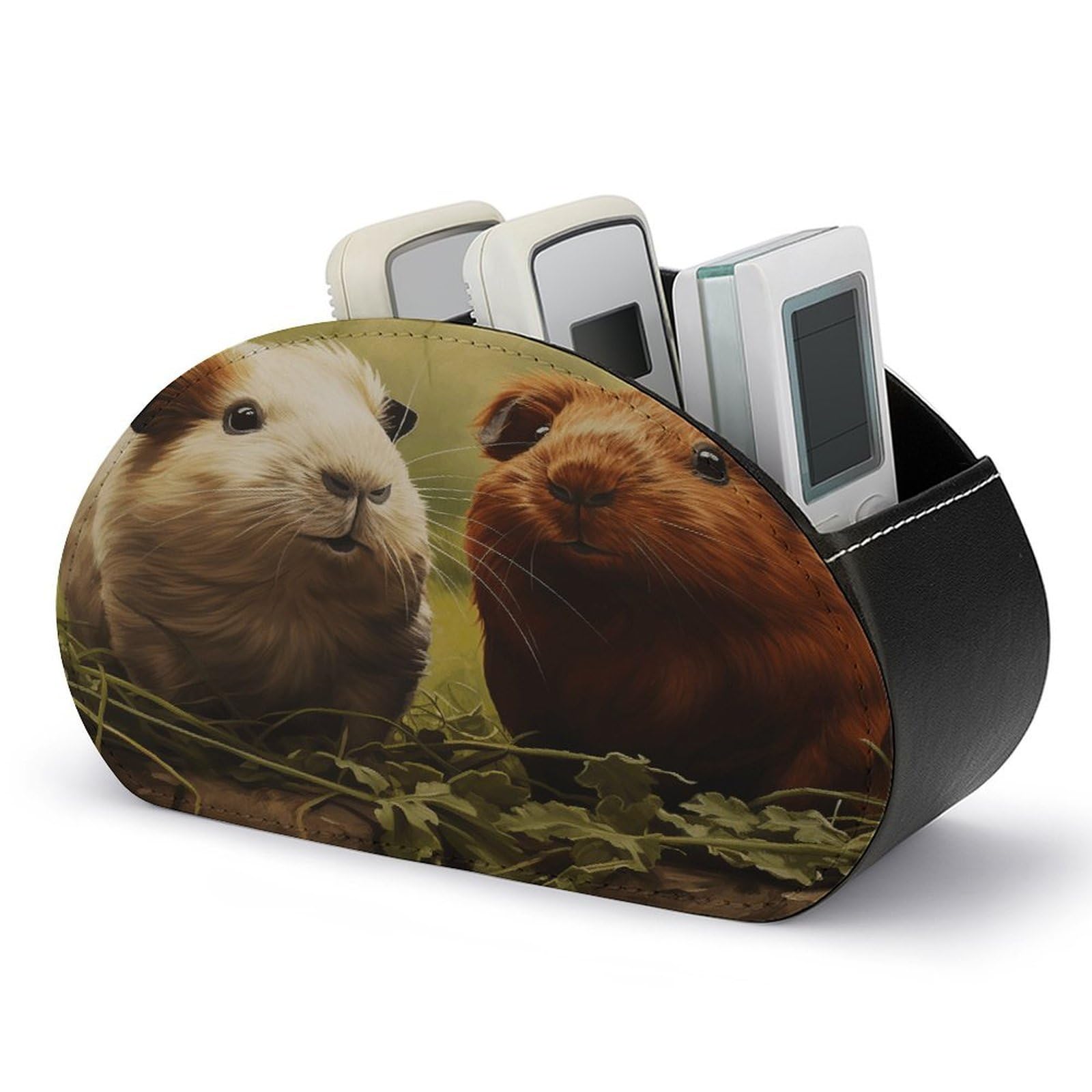 Btcowzrv Style Guinea Pig On The Grass Remote Control Holder With 5 Compartments
