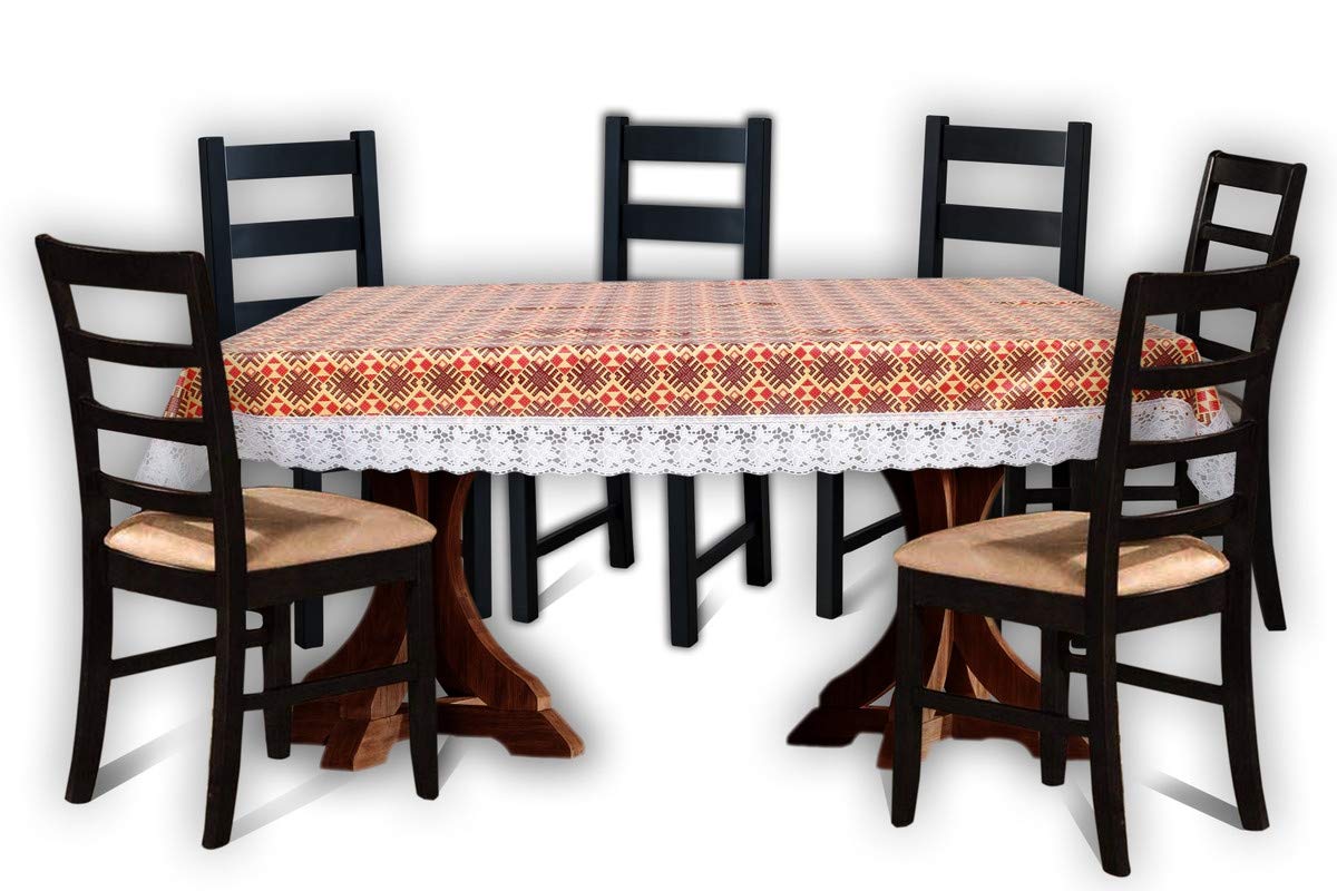 The Furnishing Tree Rectangular Shaped WxL 60x90 Inch 6 Seater Table Cover Surface Pattern Brown, Waterproof PVC-picture-14