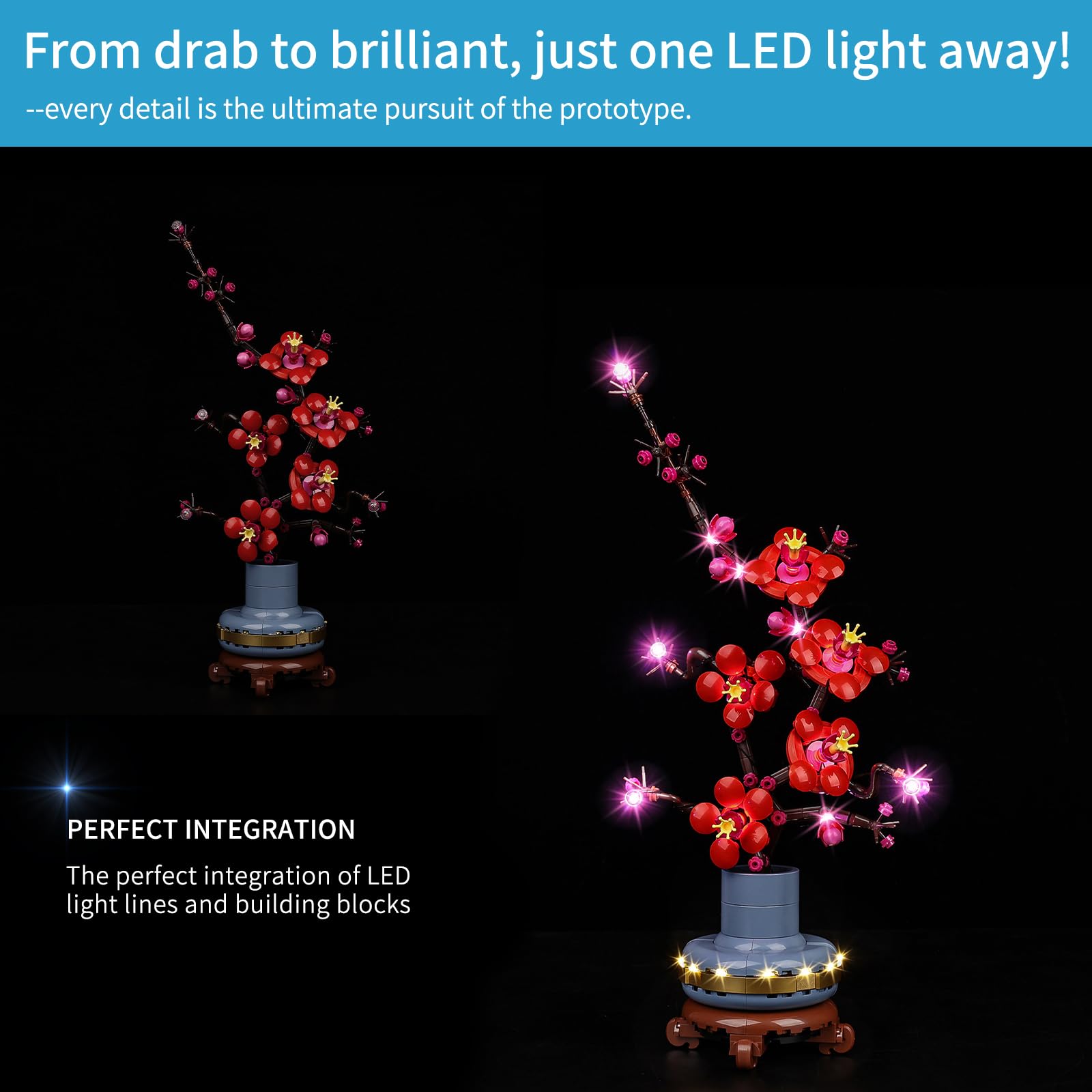BrickSoul Plum Blossom Lego Light Kit, Led Light Kit for Lego 10369, Light Up Your Legos - NO Lego Blocks Set (Classic Version)