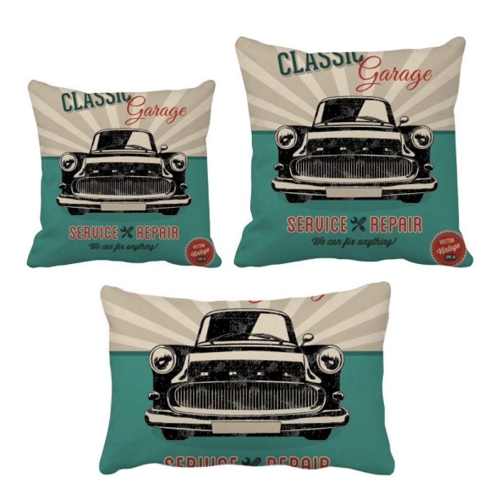 Housse de coussin noire motif réparation automobile pour protéger le canapé et personnaliser le salon