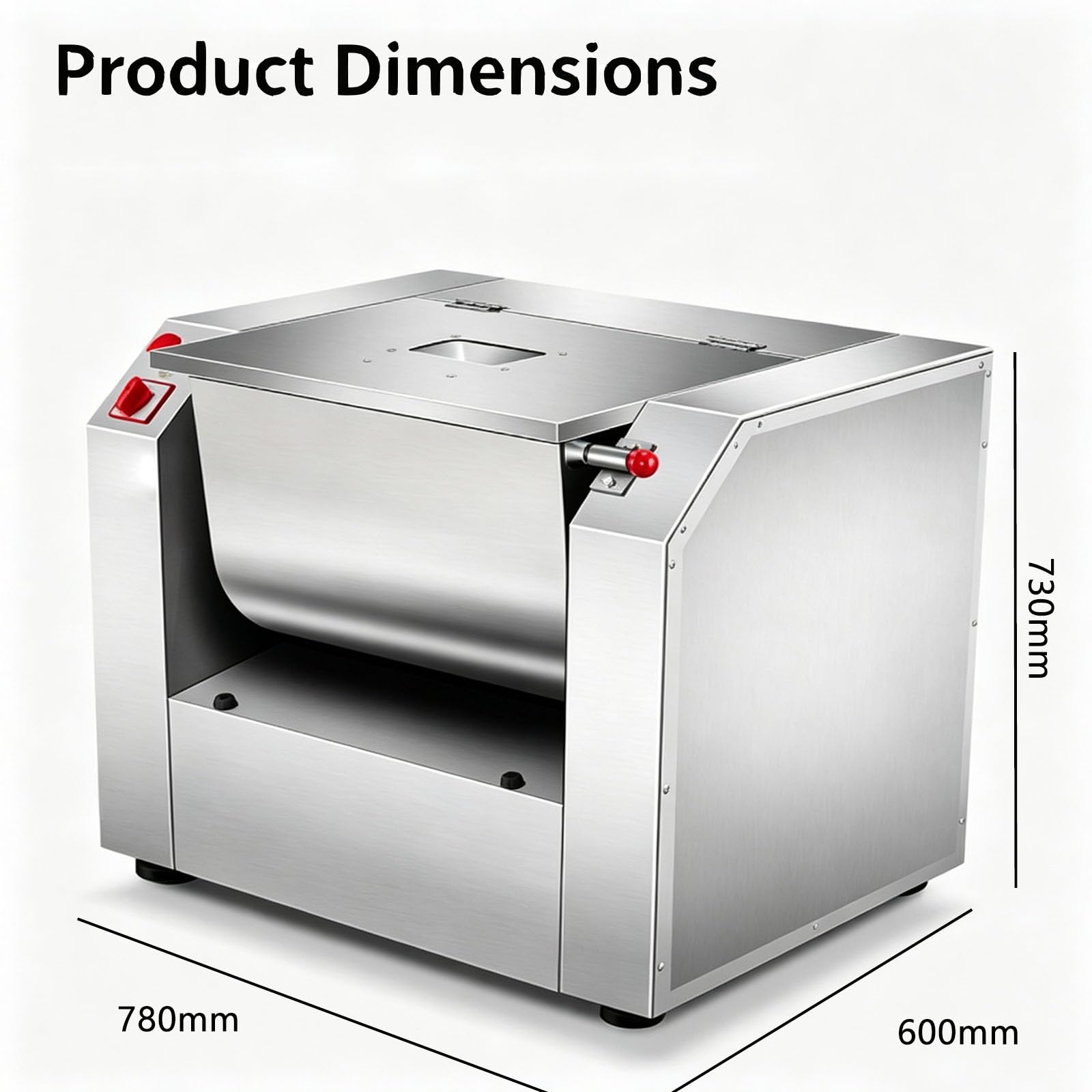 JOSBY Impastatrice Orizzontale in Acciaio Inox, Impastatrice Orizzontale A Rotazione Bidirezionale con Pulsante di Arresto di Emergenza, per Impasti E Ripieni di Carne 25kg