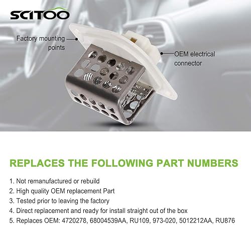 Miniatura 641 de SCITOO Resistencia de motor de ventilador HVAC para 2008-2013 para Chrysler 300/2008-2016 para Town & Country/2008-2010 para Dodge Charger/2008-2018