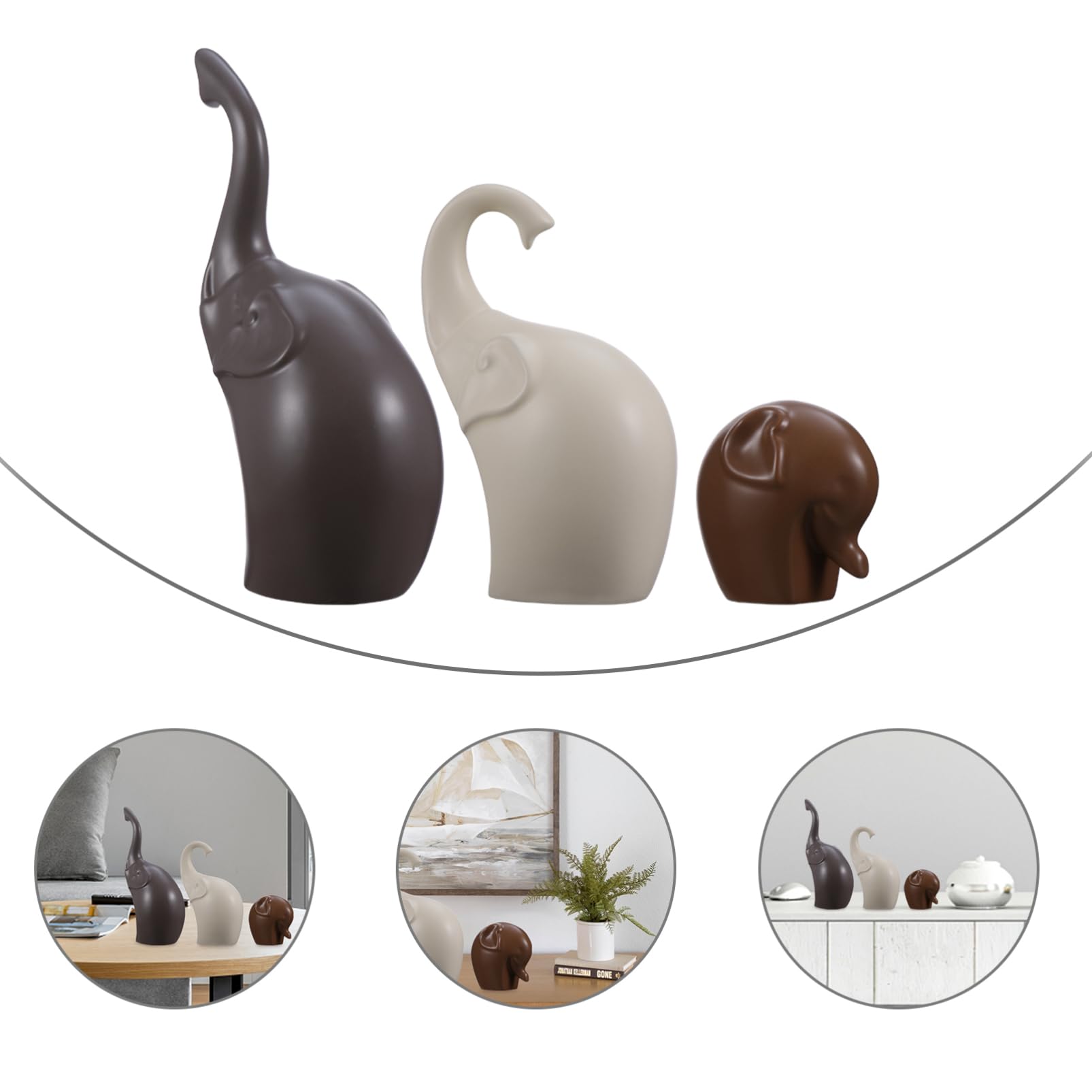 Abaodam Statuetta Animale in Ceramica 3 Pezzi per Decorazione