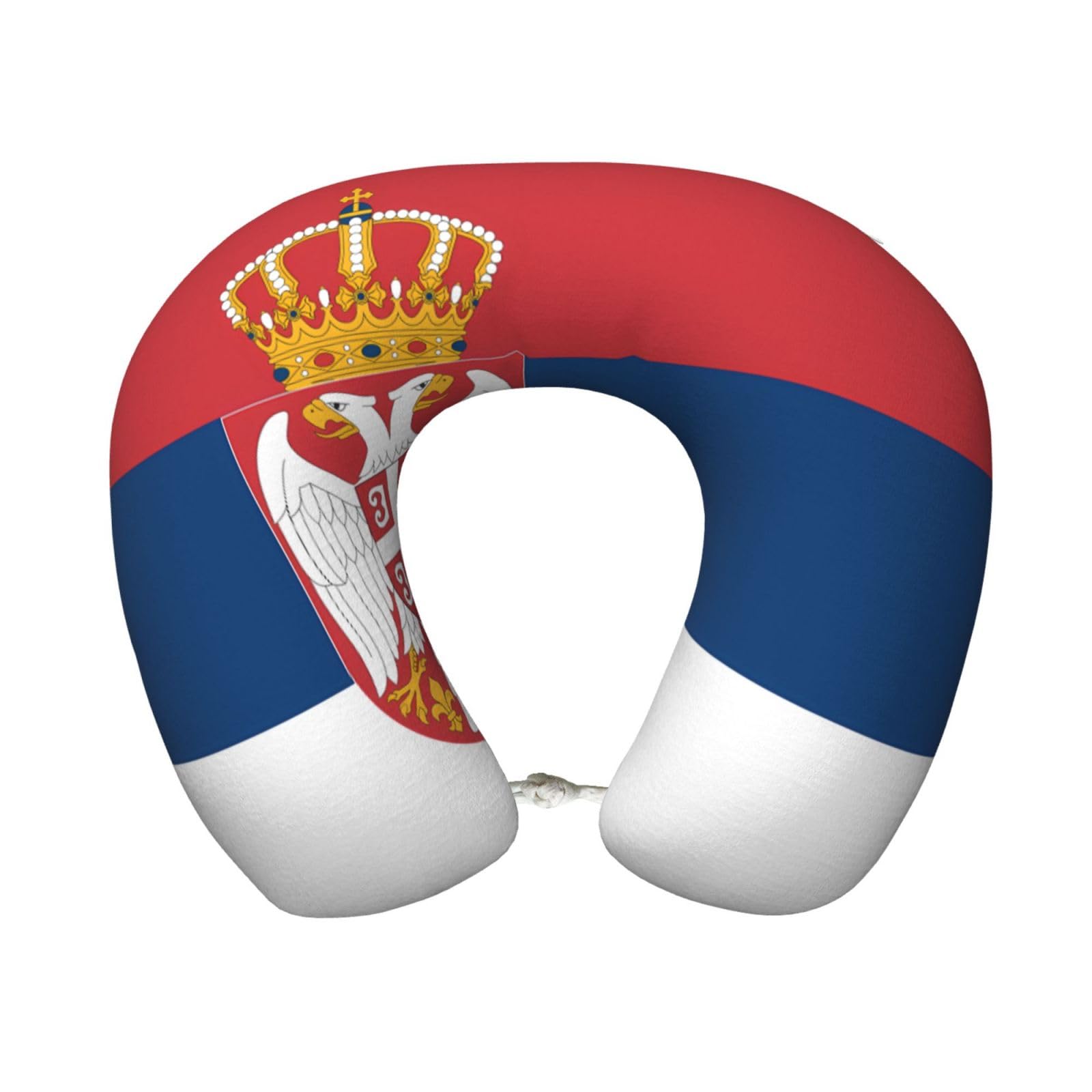 peiyeety Comfortable Flag of Serbia Print Memory Foam Travel Pillow - U-Shaped Neck Support for Trips, Office Naps, and More