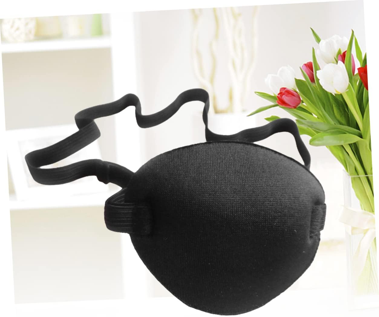 FRCOLOR 2Pcs Black High Elastic Sponge Eye Patch Cover for Adults Lazy Eye Amblyopia Treatment Eye Mask for Cosplay Pirate Costume and Sunlight Blockage
