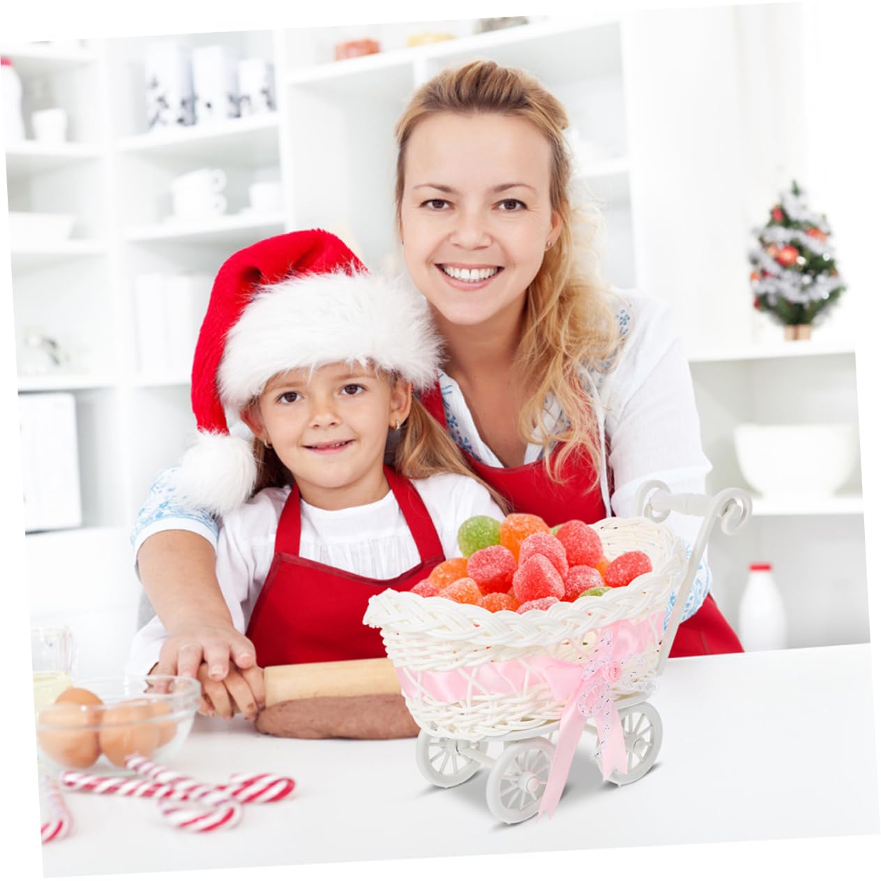 Garneck 4pcs Basket Decoration Stroller Basket Wicker Flower Basket Aesthetic Room Decor Rattan Pink Pp