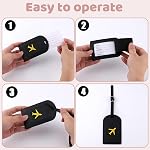 4 Pcs PU Leather Luggage Tags,Letter Luggage Tags for Suitcases with Privacy Protection Cover and Adjustable Strap, Travel Suitcase Tags for Couple Suitcases Travelling