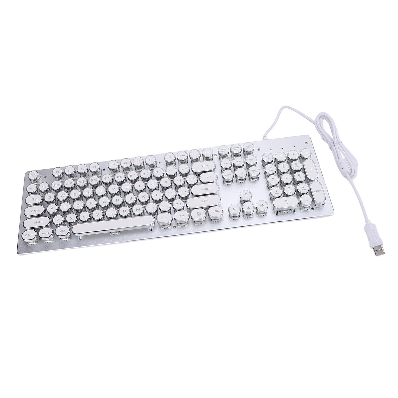 Cryfokt Podświetlana RGB USB Przewodowa Mechaniczna Klawiatura do Gier z Niebieskim Przełącznikiem 104 Klawiszy Klawiatura dla 7 8 10 XP VISTA dla OS X PC Laptop Entuzjastów Gier (WHITE)