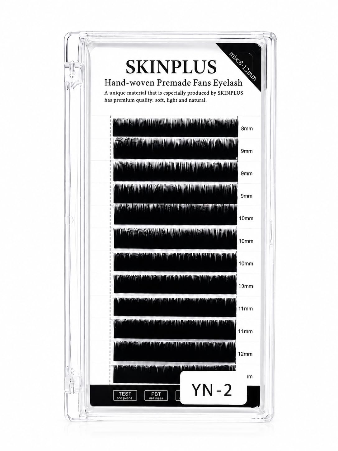 SKINPLUS Hand-Woven Premade Fans Eyelash Extensions Mixed Length 8-12mm – Premium Soft PBT Fiber Lashes (YN - 2)-image-19