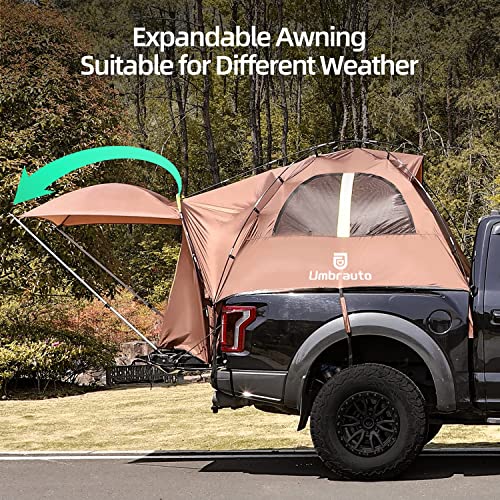 Umbrauto Truck Tent Waterproof Pu3000 Truck Bed Tent Double Layer 6.4-6.7’Ft Pickup Truck Tent For 2 Person Outdoor Camping With Removable Awning & Carry Bag #TOP5