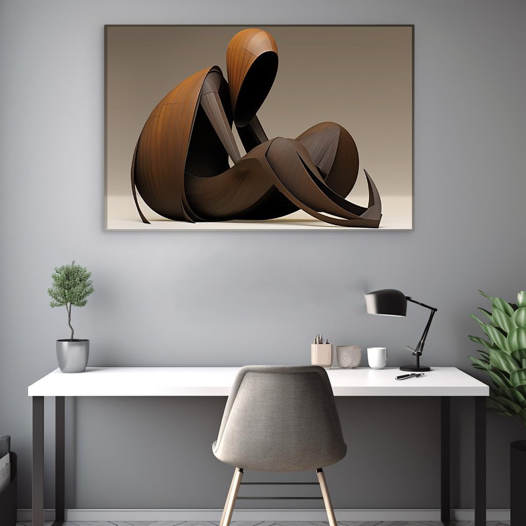 Canvas for Living room. Whispers of Wood and Shadow: The Intimate Dance of Abstract Forms, 27 x 18 inch Canvas Wall Art - Contemporary Masterpieces - Modern Home Decor - 69x46 cm (27x18 inch)