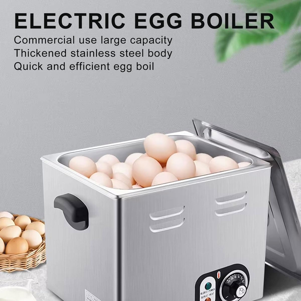Commercial Egg Boiler,2600W Electric Egg Cooker with Mesh Basket, 60 Pcs Large Capacity,30~110°C Temperature Control & 0-60 Min Timer,Stainless Steel Poached Egg Maker,for Restaurant 2