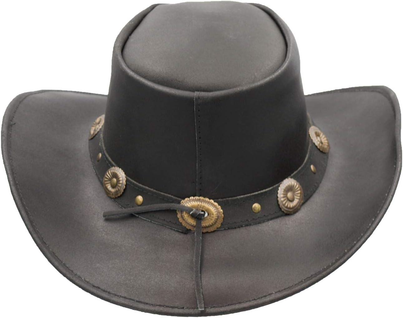 Walker and Hawkes - Leather Cowhide Outback Cowboy Conchos Hat