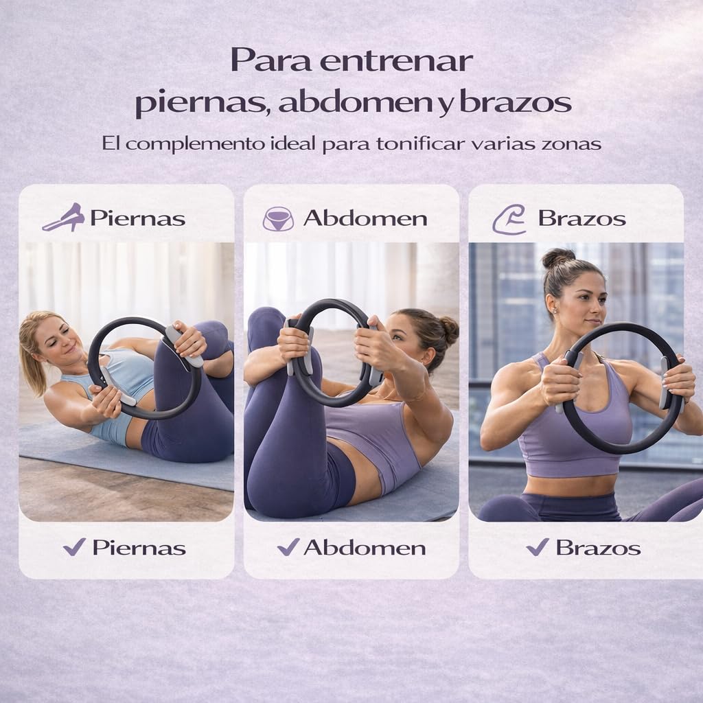U Can - Anello Pilates con manici imbottiti | Anello di resistenza per Yoga e Pilates | Ideale per tonificare cosce, braccia e addome | Attrezzatura portatile e leggera per allenamento completo