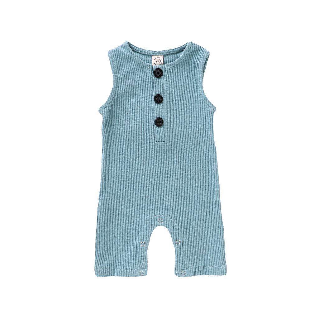 0-7 Years Toddler Boys Suspender Pants Stripe Jumpsuit Knit Baby Girls Solid Jumpsuits Outwear Clothes Button Pocket Casual Knitting Summer Sleeveless Romper Pants Outfits