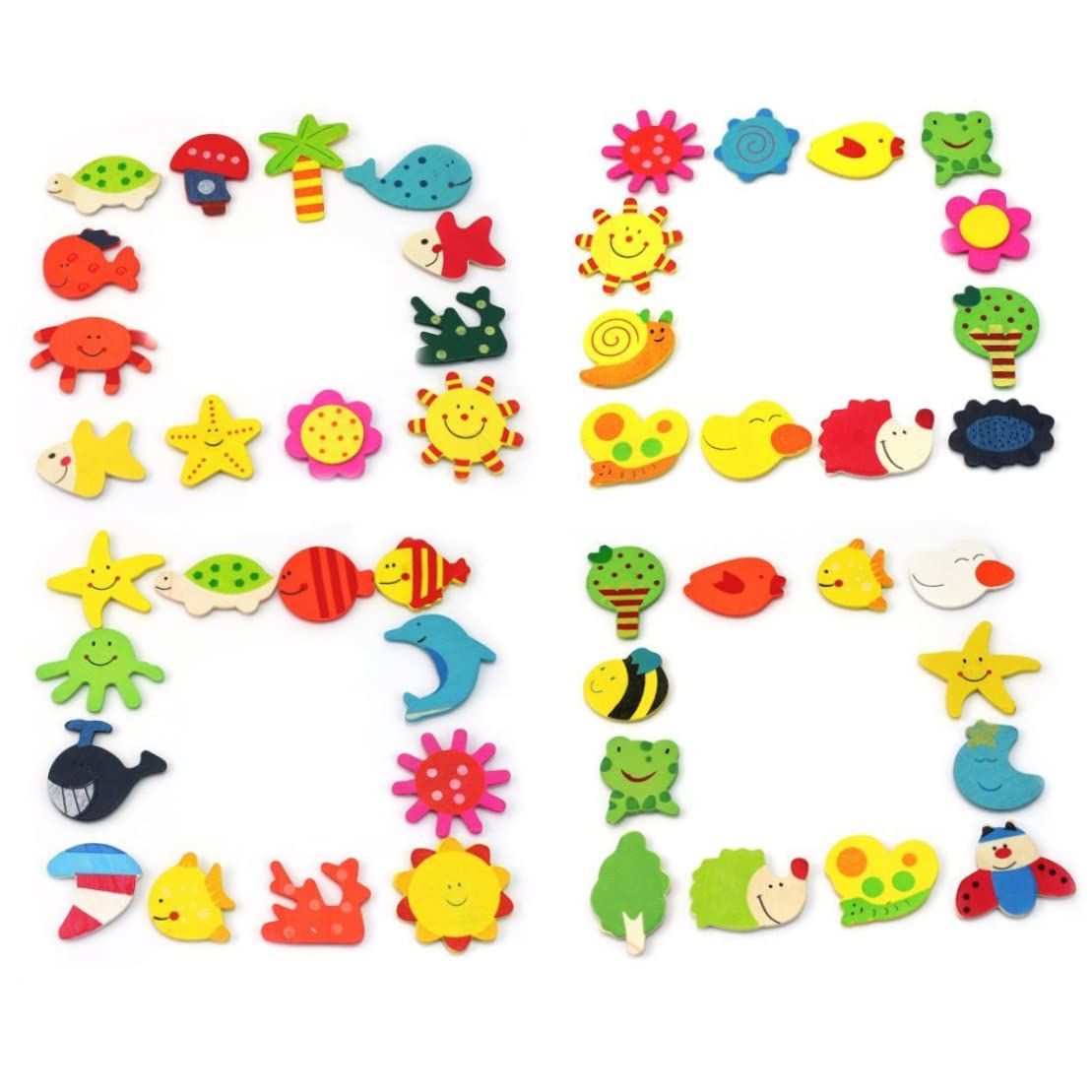 Tsawntd 24pcs Lovely Animals Fridge Magnets Novelty Refrigerator Magnets Educational Kid Toys Wooden Magnetic Animal Figures Wooden Magnetic Animal Figures Refrigerator
