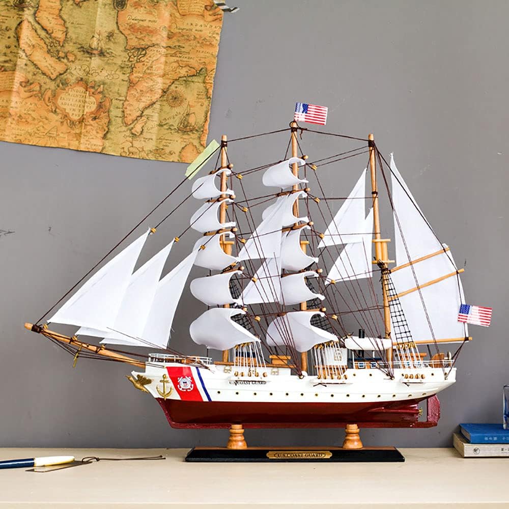 65Cm Coast Guard Simulation Model Ships Handmade Wooden Nautical Home Decor Crafts Ornaments Gifts
