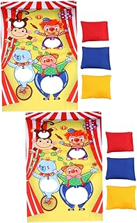 INOOMP Toys 2pcs Halloween Clown Sandbag Game Flags Throwing Hanging Flags Funny Sandbag Game Flags Outdoor Throwing Game Circus Accessories with 3pcs Random Color Sandbag Halloween Toys