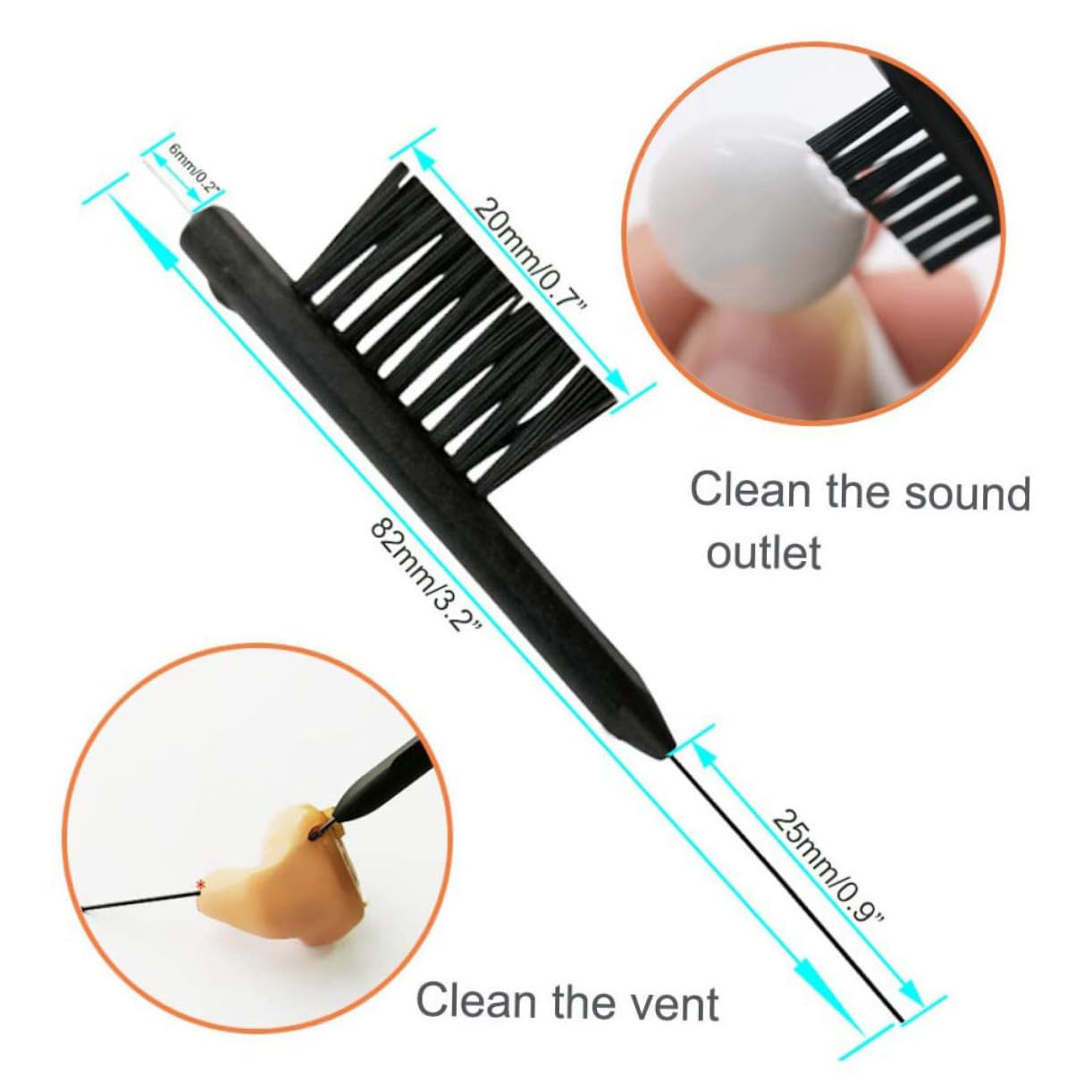 KOMBIUDA 2sets Cleaner Kit Plastic Cleaning Brush Tube Vent Cleaner with Magnet Design for Easy Battery Replacement Gentle Wax Removal 12pcs*2