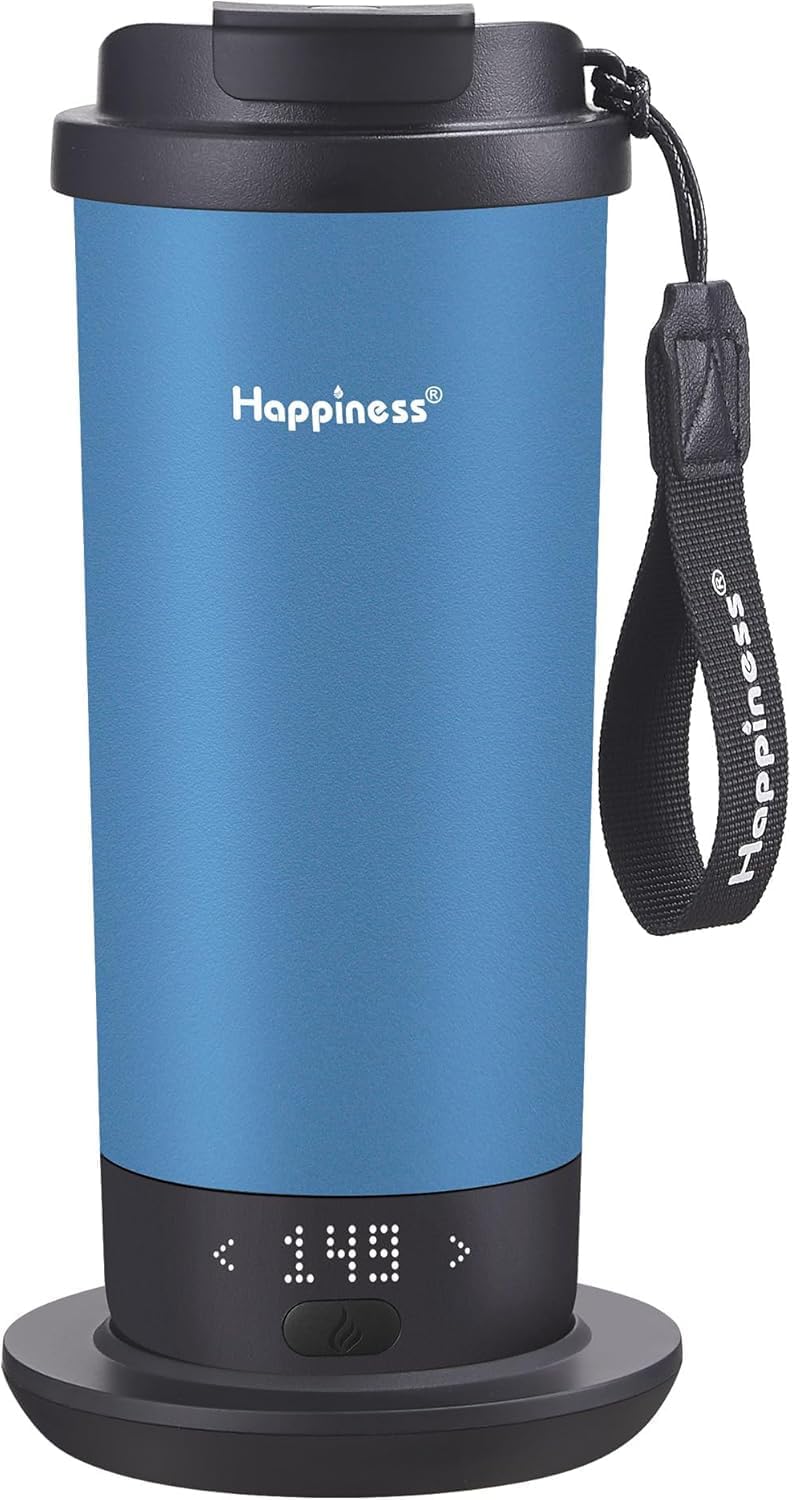 Happiness Self-Heating Travel Mug 18oz,Smart Rechargeable Electric Temperature Control Heated Coffee Cup