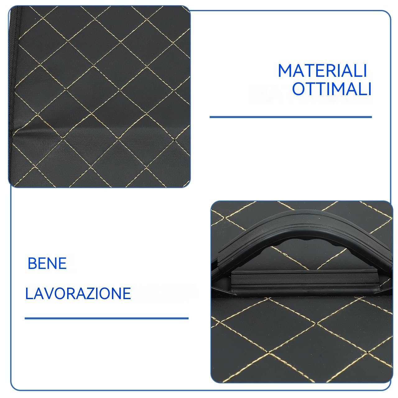 ORFOFE Scatola Portaoggetti Bagagliaio Auto Pieghevole in Cuoio Nero | Organizer per Vano Posteriore, Stile Elegante e Lusso, Soluzione Pieghevole per Ordine e Contenimento