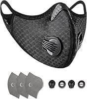 Sportmaske Schutz vor Staub, Kälte und Umweltverschmutzung mit Filter, ideal zum Skifahren, Radfahren, Motorradfahren, Skateboarden und Inlineskaten (Schwarz)