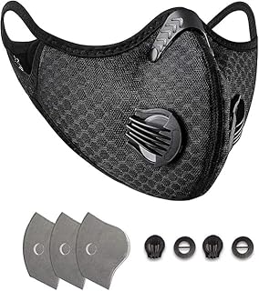 Maschera sportiva antivento protezione da polvere, freddo e inquinamento, con filtro, ideale per sci, ciclismo, motociclismo, skateboard e pattinaggio, colore: nero