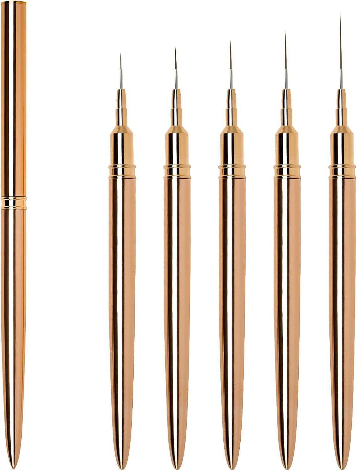 7/9/11/15/25mm Nail Art Pen Penselen Liner Brush Set voor Gellak Gel Polish met Deksel Dop Professional 5 STKS, Thin Dun Pennen Kit with Lid Fijne Borstel Tools Goud 7/9/11/15/25mm Nail Art Pen Penselen Liner Brush Set voor Gellak Gel Polish met Deksel Dop Professional 5 STKS, Thin Dun Pennen Kit with Lid Fijne Borstel Tools Goud