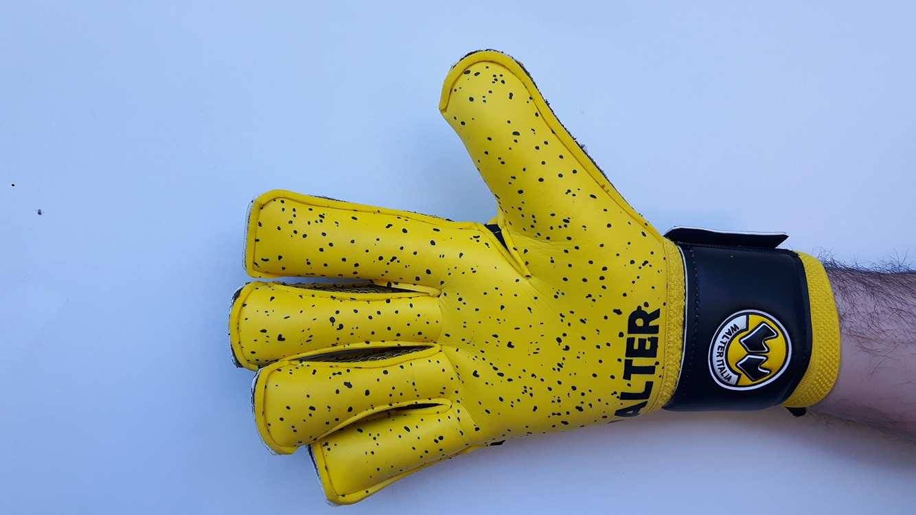 WALTER Guanti Portiere Professionale, calcio, modello Tiger con stecche. (Giallo, 9)
