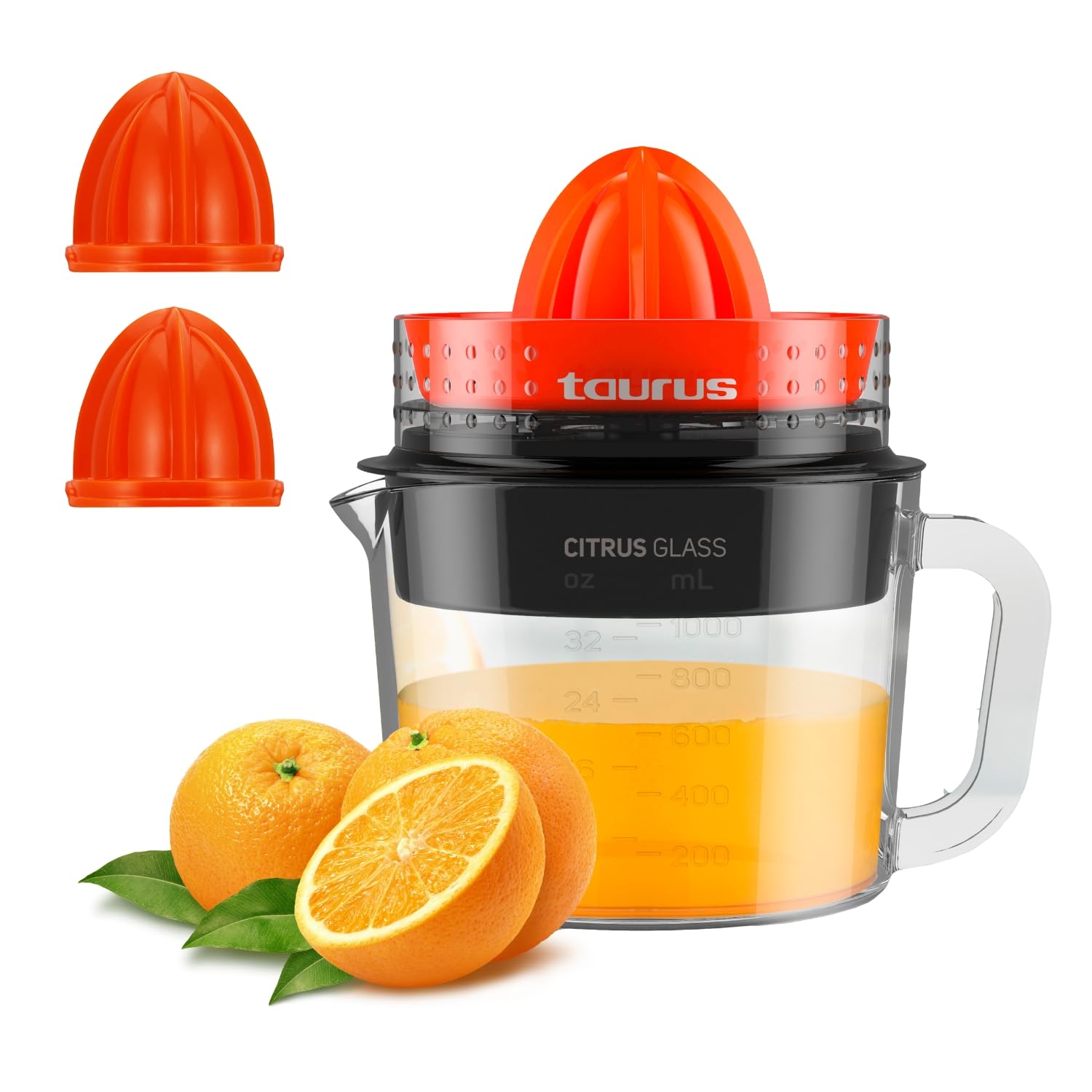 Exprimidor Taurus Citrus Glass con jarra de 1L y motor de rotación bidireccional de 30W