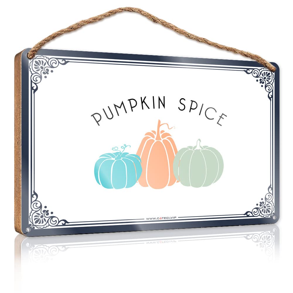 HELIOFORGE Farmhouse Signs Pumpkin Spice Wooden Sign(23X35CM)