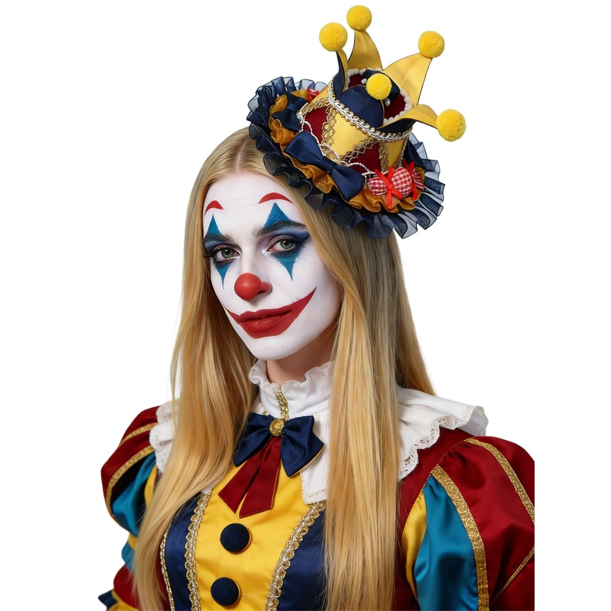 BPURB Women Circus Clown Jester Hat Lolita Crown Mini Top Hat Halloween Costume Headband Tiara for Carnival Cosplay Party — image 1