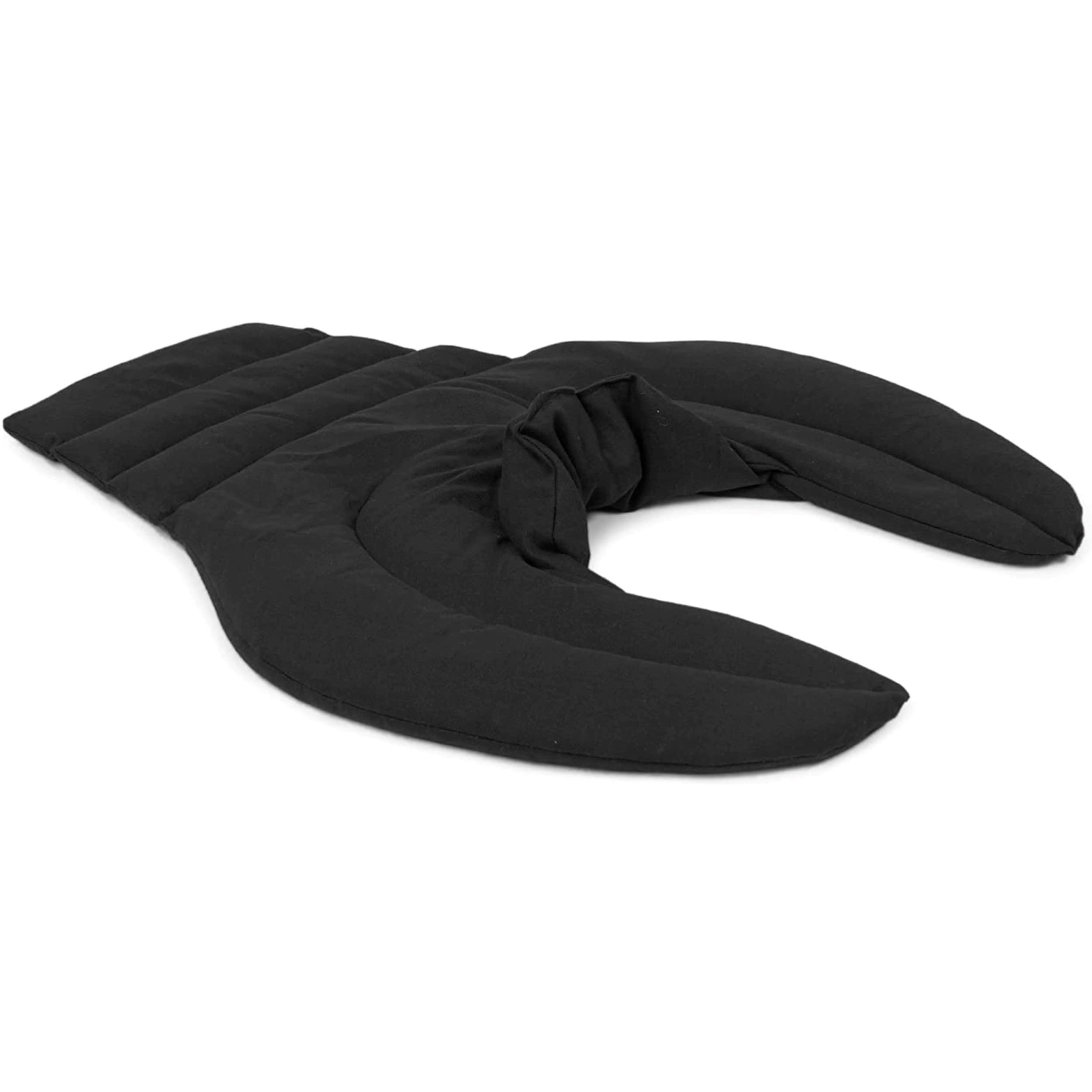 Tour de cou pour vertèbres cerivicales avec col montant et partie dorsale - noir - Coussin thermique 2 en 1 untilisable à chaud ou à froid - graines de lin