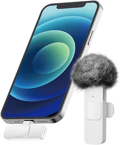 Miniatura 1 de Kingwell Micrófono inalámbrico para iPhone, 1 mini micrófono de solapa, color blanco