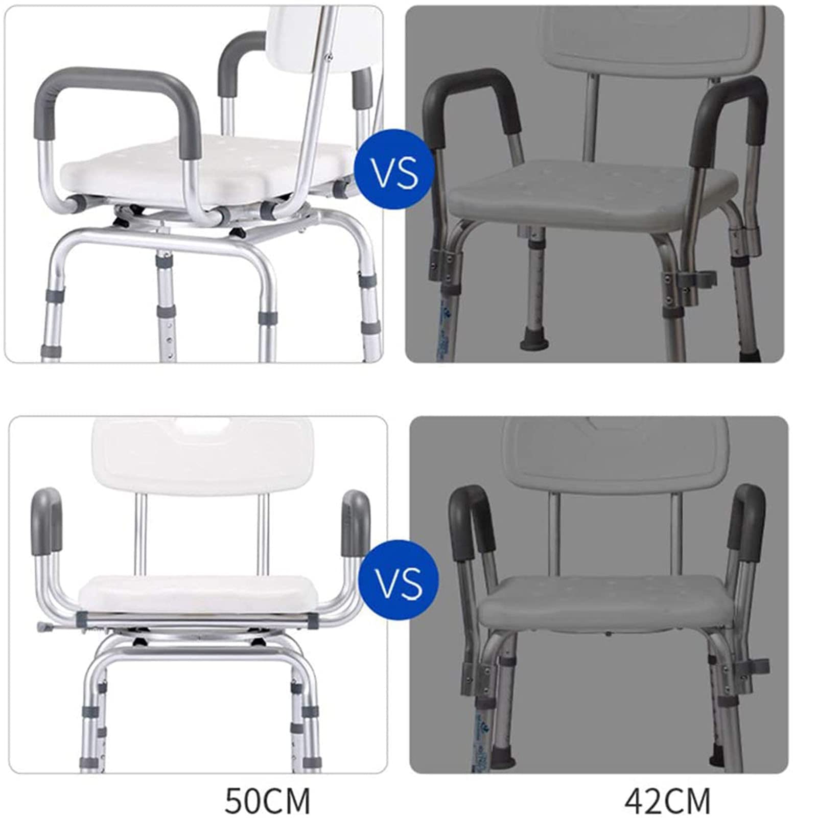 HOLiv Silla De Ducha 360º Giratoria BañEra Silla Ajustable En Altura Silla De Ducha Reposabrazos para Asiento Giratorio para Ancianos Personas Mayores, Carga Máxima 150 Kg