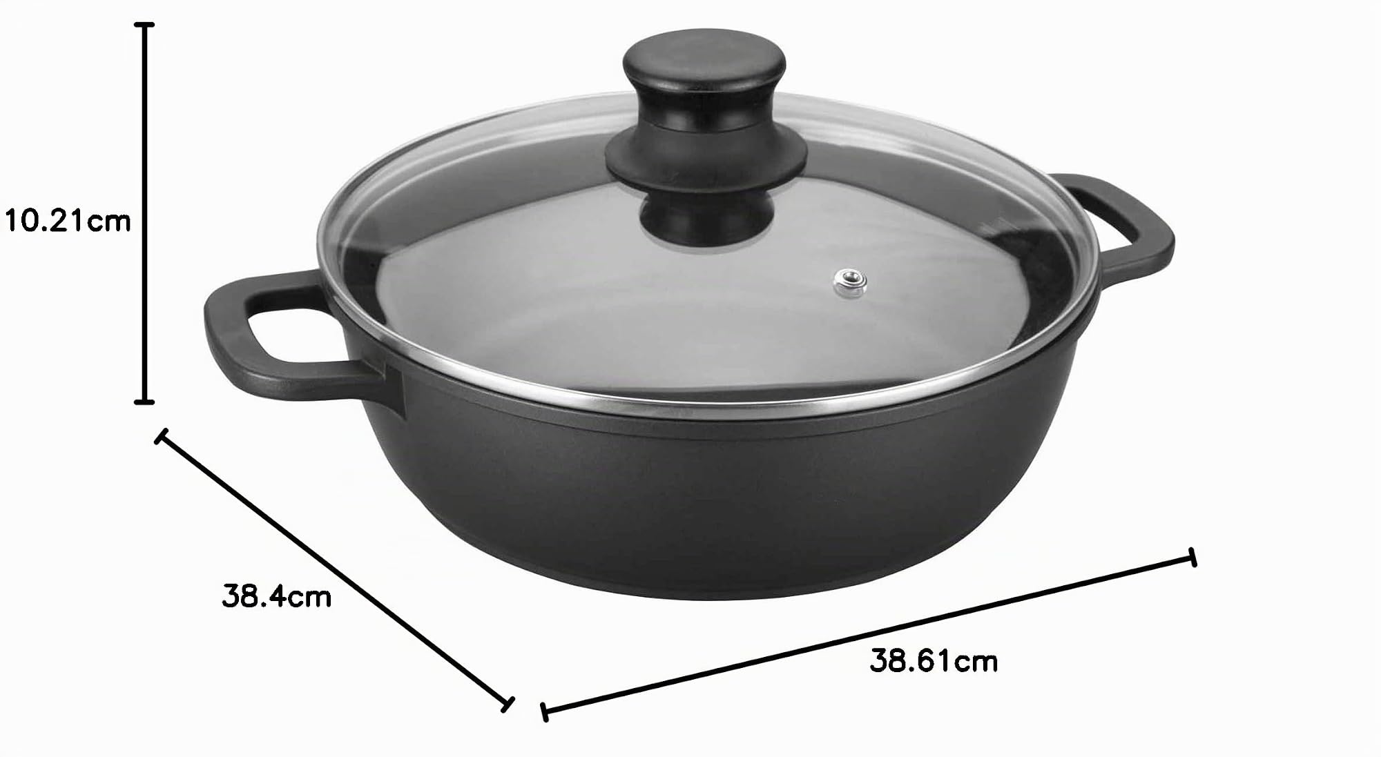LACOR 25835 - Cacerola Baja, Negro, 36 cm - Uso Profesional y Doméstico | Para guisos y cocciones uniformes; diseñado para acompañarte en tus preparaciones diarias con comodidad y buen resultado