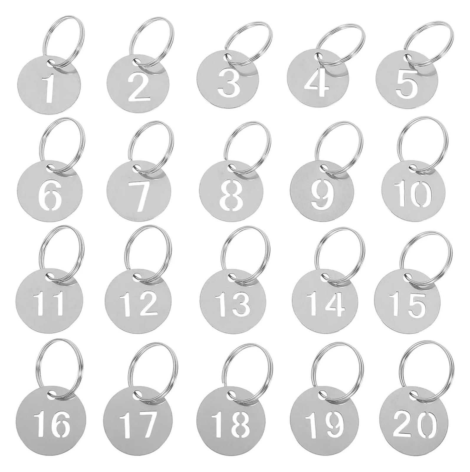 Portachiavi con targhette numerate in metallo e an Targhette numeriche in metallo in acciaio inossidabile 1-200 Argento 2,30X2,30X0,10 cm 100 pezzi(100-200)