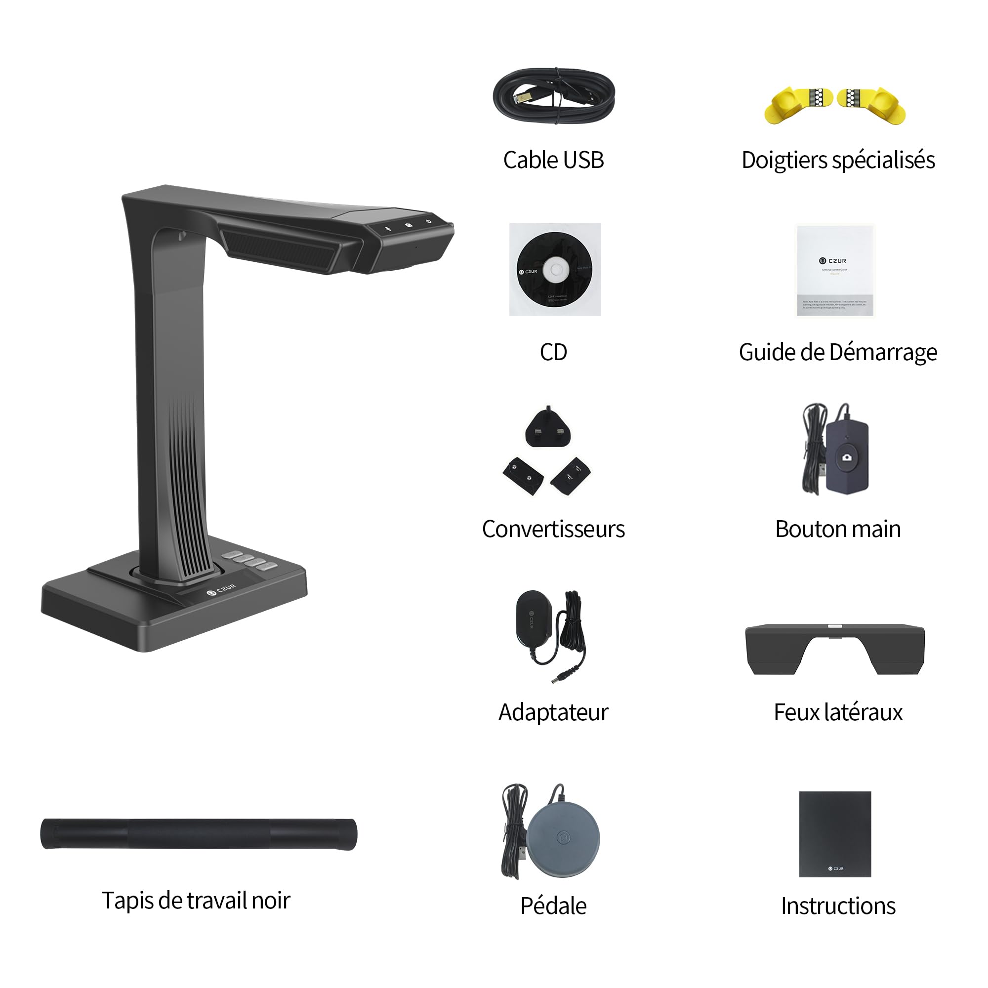 CZUR ET24 Pro Scanner Livres Professionnel, USB Scanner de Documents avec 24 Mégapixels, Taille de Capture A3 Documents, OCR 180+ Langues, Support HDMI, Compatible avec Windows/MacOS/Linux