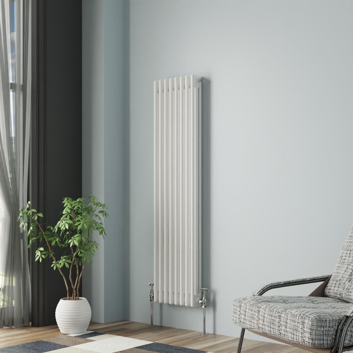 NRG Column Radiator Gloss White 1500x382mm Triple Cast Iron Rads