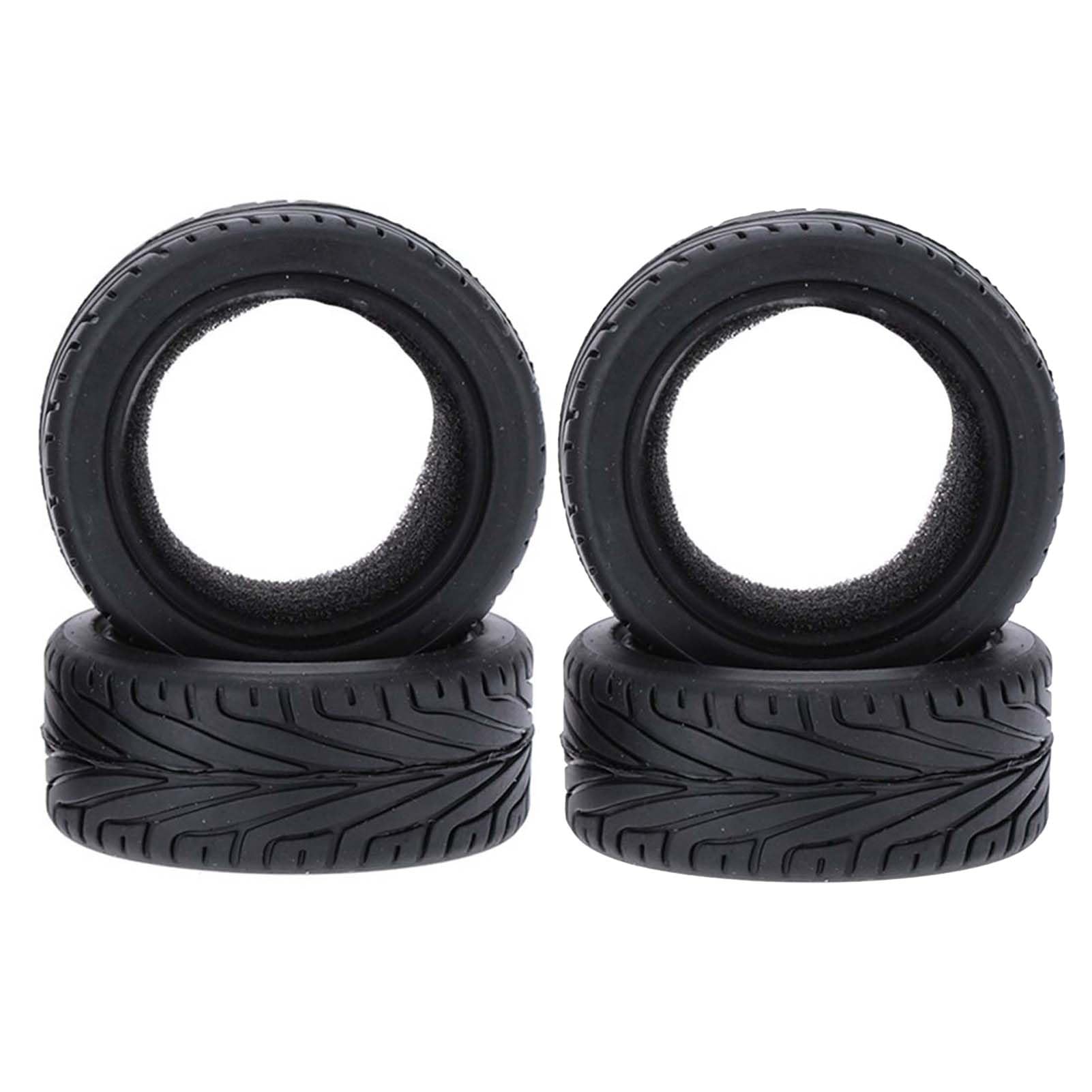 KEEDA Pack of 4 Rubber Tyres with Foam Inserts Tyres for 1/10 HSP Tamiya HPI Kyosho RC On Road Runflating Touring Car (M, 66 mm)