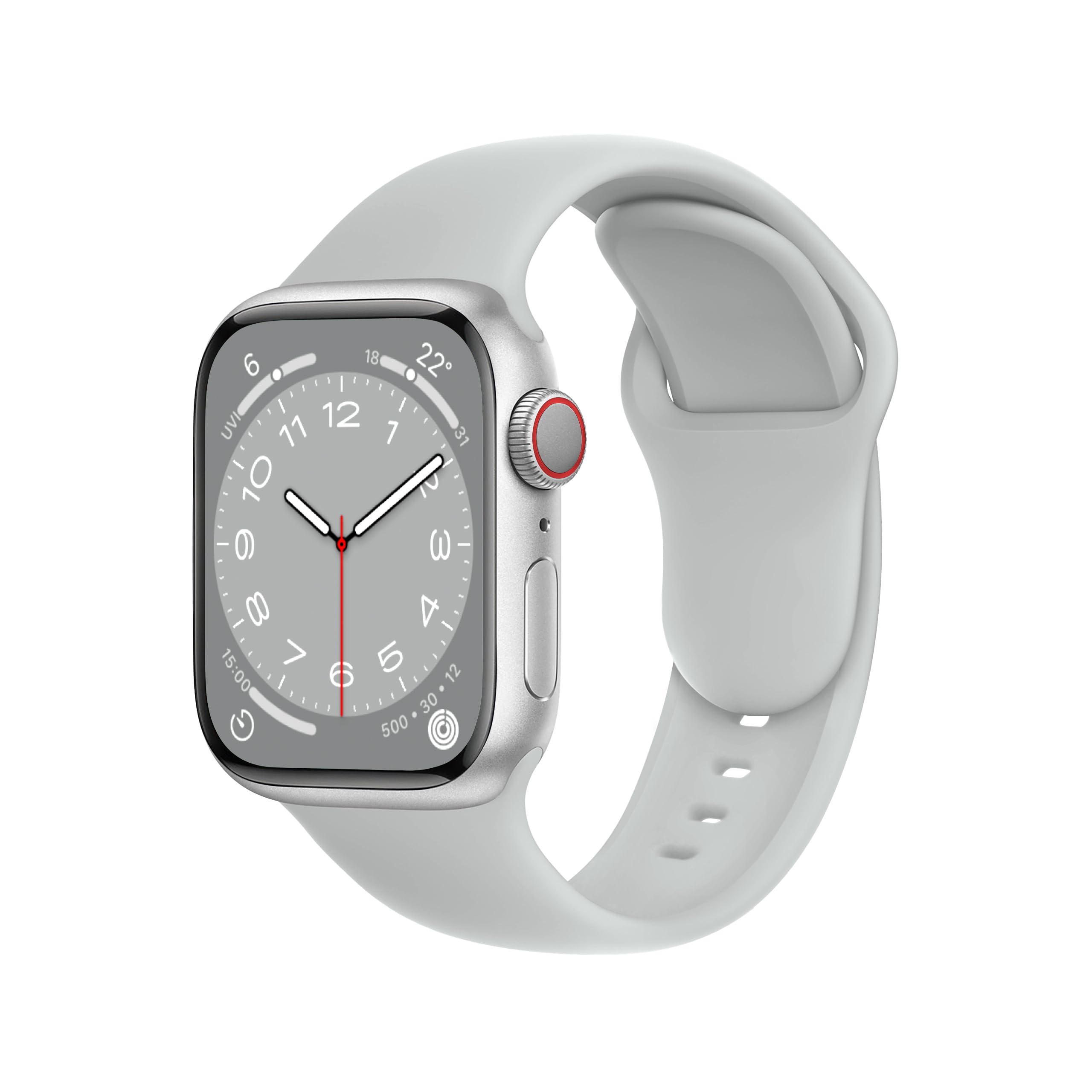 DONEGANI SBC1 Cinturino per Apple Watch Ultra 2 49mm, Serie 10 46mm, 9 8 7 45mm 41mm, SE 6 5 4 44mm 40mm, 3 2 1 42mm 38mm Donna Uomo Band Bracciale Sport Silicone, Luna grigia