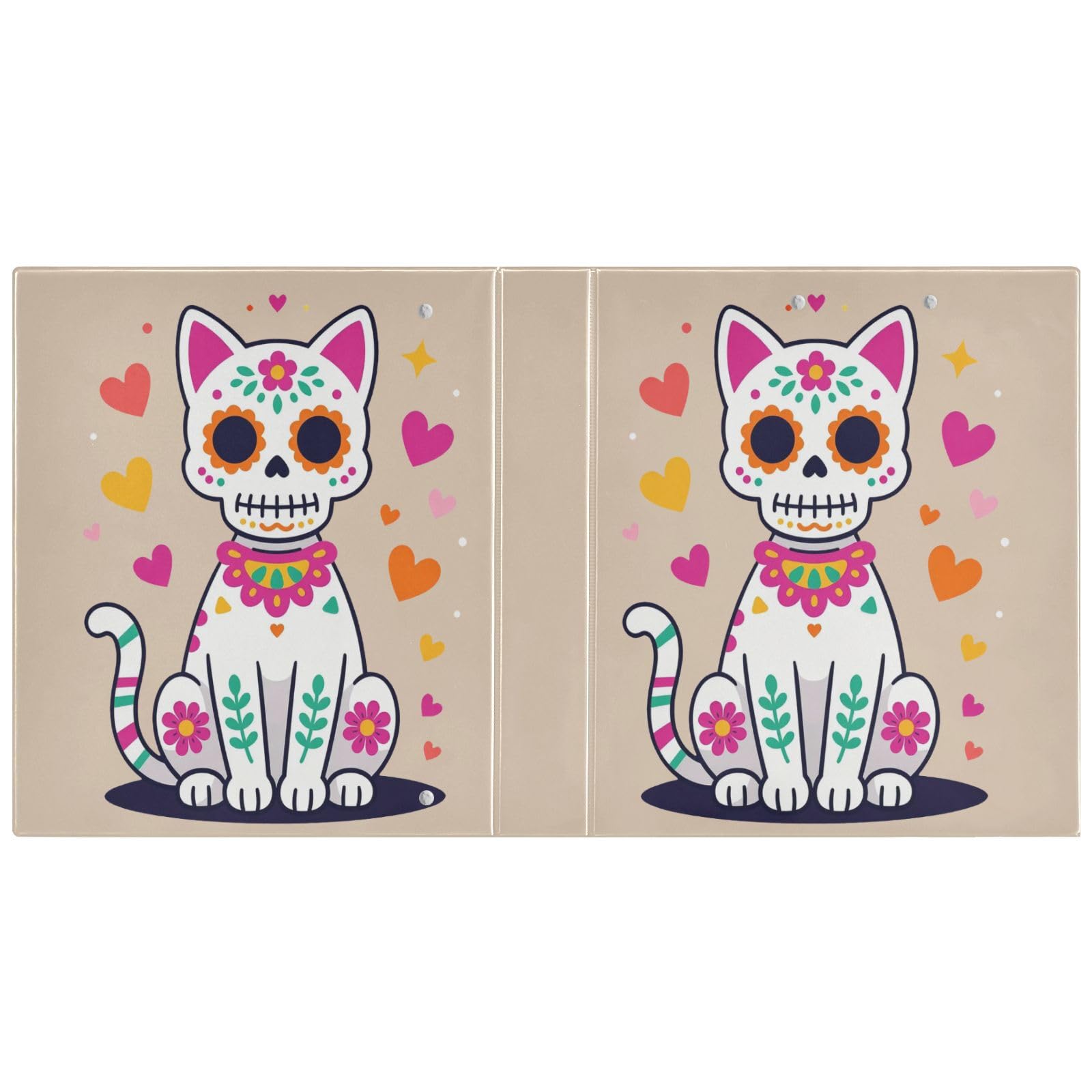 Raccoglitore con portablocco integrato Sugar Skull Cat Cute Dia De