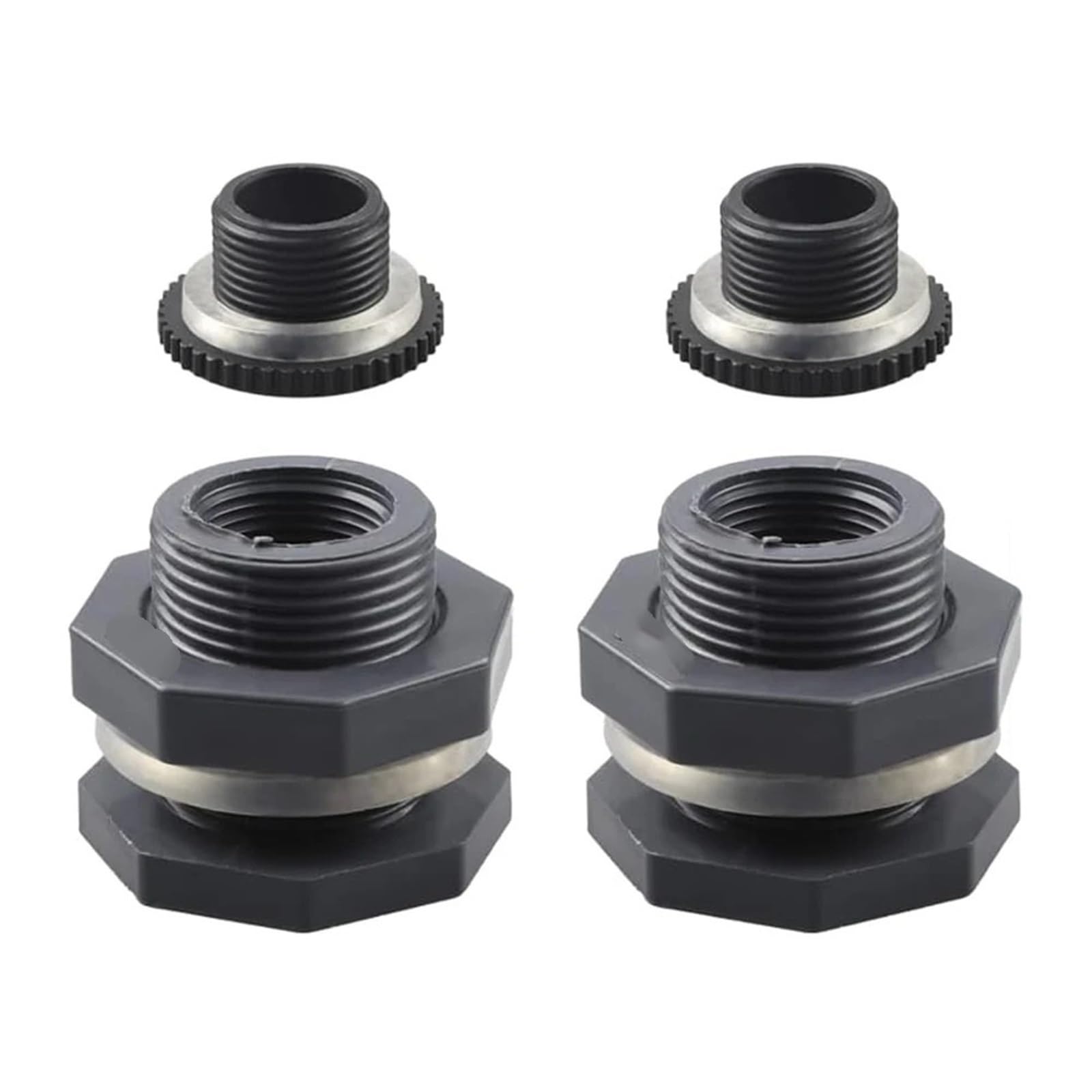Connettori Femmina Per Serbatoio Acqua Da 1/2 Pollice (12,7 Mm) – Raccordo A Paratia In PVC Per Botti Di Pioggia, Vasche, Acquari, Piscine, Confezione Da 2 Con Guarnizioni