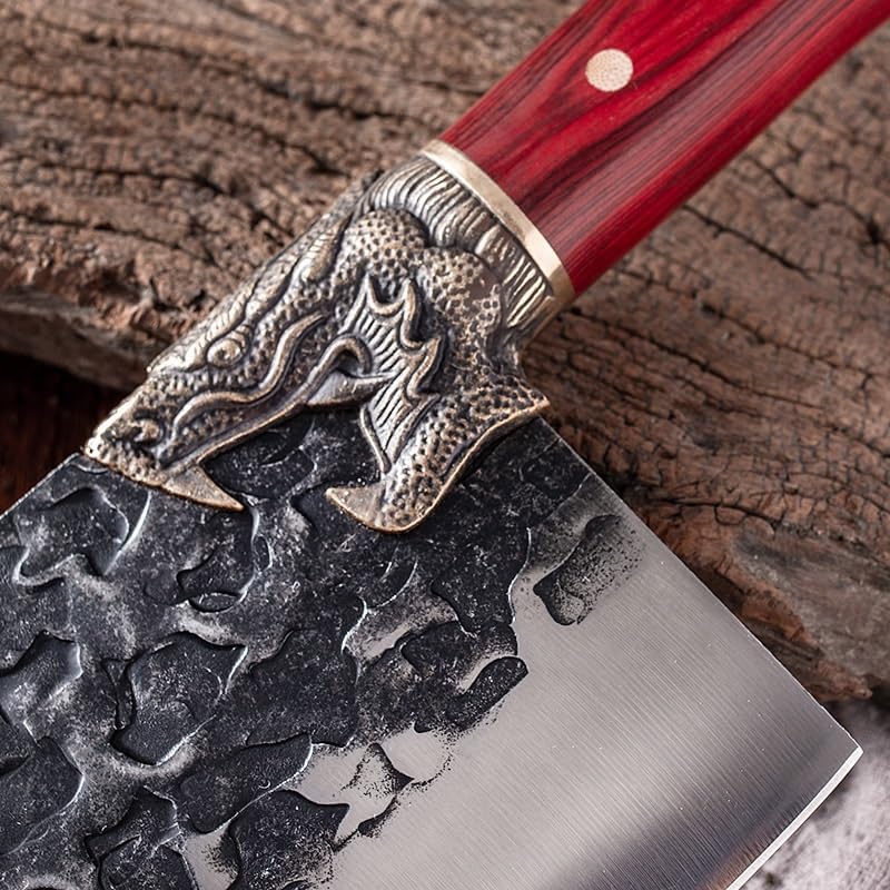 Meat Cleaver,Cleaver Knife 8 Inch Forged Stainless Steel Chinese Cleaver Slicing Kitchen Knife Chef Knives Fish Meat Vegetables Cutlery Cooking Slicing Tools, LAMAJIGA5844